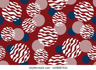 Seamless abstract geometric circles on red background.EPS10 Illustration