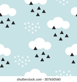 Seamless abstract geometric clouds Scandinavian style illustration graphic background pattern in vector