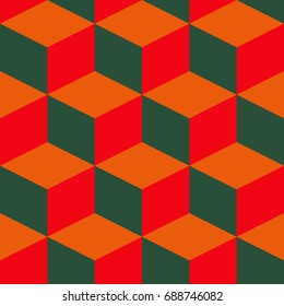 Seamless abstract geometric colorful cube vector pattern