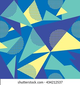 Seamless abstract geometric colorful pattern in retro style. Retro memphis designs for textiles and fabrics, upholstery, wrapping paper and wallpapers of all kinds. Vector illustration.