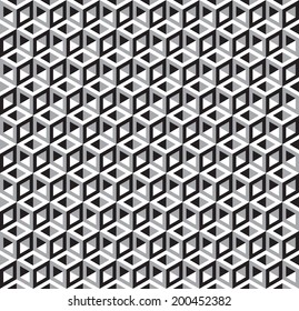 Patrón De Ilusión Óptica De Cubos Geométricos Abstractos Sin Precedentes. Blanco y negro.