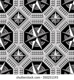Seamless abstract geometric decorative background (texture, pattern). Suitable for textile, wallpaper, wrapping, tile, web. Vector illustration.