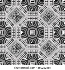 Seamless abstract geometric decorative background (texture, pattern). Suitable for textile, wallpaper, wrapping, tile, web. Vector illustration.