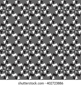 Seamless abstract geometric decorative background; Flower Black and White pattern.