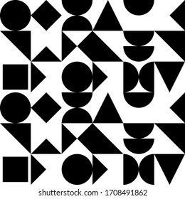 Seamless abstract geometric decorative tile background. Black and white minimalistic texture.