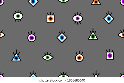 Seamless abstract geometric eye pattern. Fashion background