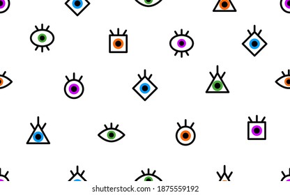 Seamless abstract geometric eye pattern. Fashion background