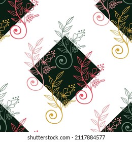 Seamless abstract geometric floral pattern. Ideal for home interior design. Ornament for textile, carpet, wallpaper or ceramic tiles.