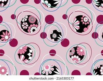 Nahtlose abstrakte geometrische, florale Muster. Vektorgrafik.