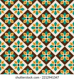 Seamless abstract geometric floral pattern. Vector Illustration.