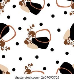 Seamless abstract geometric, floral pattern. Vector Illustration.