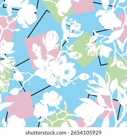 Seamless abstract geometric floral pattern. Vector Illustration.