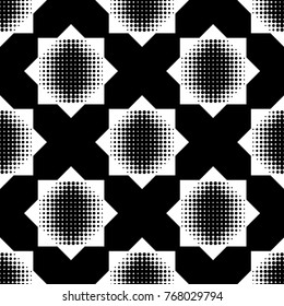 Seamless abstract geometric halftone pattern. The pattern of stars. Dots texture. Textile rapport.