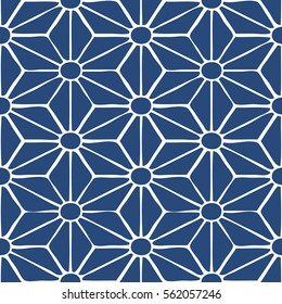 Seamless abstract geometric hexagonal stars and dots pattern