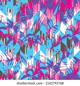 Seamless Abstract Geometric Jungle Foliage Background Pattern