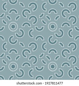 Patrón de encaje geométrico abstracto sin inconveniente. Elegante ilustración vectorial con textura de línea blanca sobre un fondo azul. 
