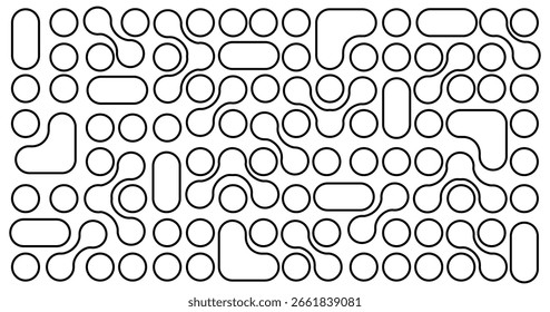 Patrón geométrico Abstractas inconsútil de la línea con las Formas redondeadas en fondo ligero. Ilustración vectorial.