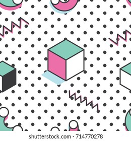 Seamless abstract geometric memphis pattern vector