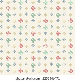 Seamless abstract geometric multi colour flower texture background pattern.simple flower with cream  background,decoration art,tile pattern,ornamental,textile seamless vector.