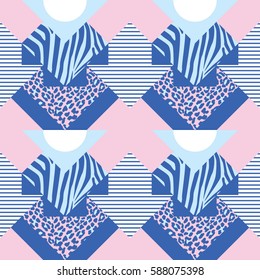 Seamless abstract geometric pattern in 1980s style