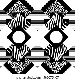 Seamless abstract geometric pattern in 1980s style