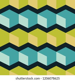 Seamless abstract geometric pattern. 3D cubes. Mosaic texture. Can be used for wallpaper, textile, invitation card, wrapping, web page background.