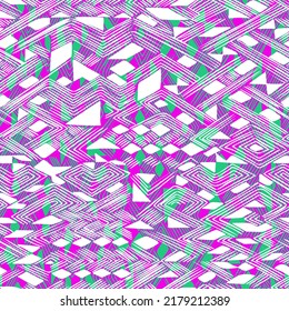 Seamless abstract geometric pattern. Artistic chevron background. Ethnic African folk ornament. Rhombuses, triangles, concentric zig zag lines. Simple hand drawn geometric shapes.