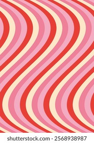 Seamless abstract geometric pattern. Background with colorful waves. Trendy vector illustration in style retro 60s, 70s. Pastel colors