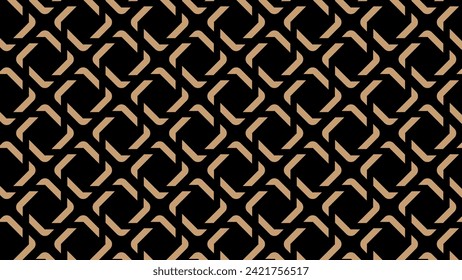 Seamless abstract geometric pattern with beige ornament on black background for fabric banners home decor surface design packaging Vector illustration