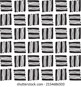 Seamless abstract geometric pattern black and white hand-drawn