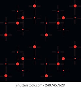 Seamless abstract geometric pattern Black and red dots for fabric home wear carpets surface design packaging Vector illustration