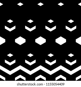 Seamless abstract geometric pattern. Black-and-white figures of hexagons. Textile rapport.
