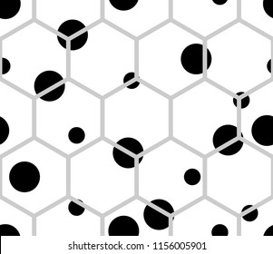 Seamless abstract geometric pattern. Black-and-white figures of hexagons. Textile rapport.