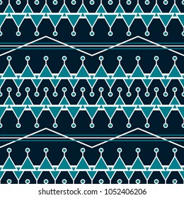 Seamless abstract geometric pattern in blue and white colors. Contrast fashion vector print