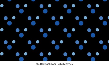 Nahtlose abstrakte geometrische Muster. Blaue Kreise auf schwarzem Hintergrund. Dotprint für T-Shirt, Stoff, Hintergrund, Oberflächengestaltung, Verpackung Vektorgrafik