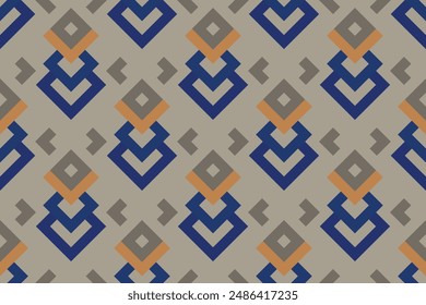 Patrón geométrico abstracto sin costura con fondo azul y naranja para Anuncios de tela decoración del hogar diseño de superficie Ilustración vectorial de embalaje