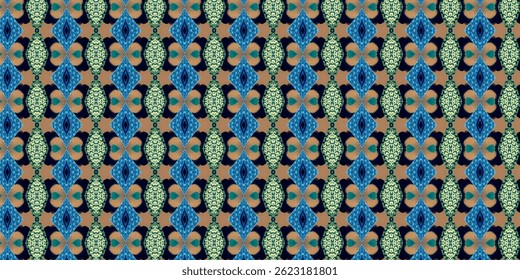 Seamless Abstract Geometric Pattern with Blue and Earth Tones