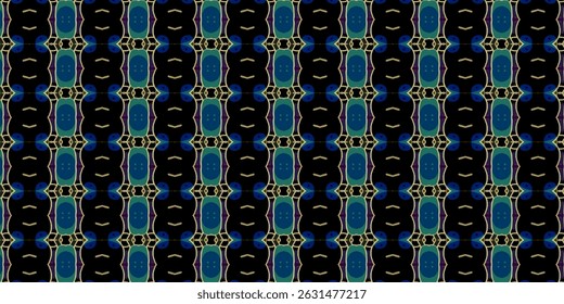 Padrão geométrico abstrato sem emenda com tons de azul e preto