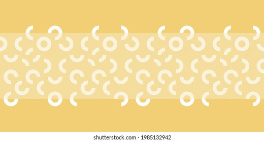 Seamless abstract geometric pattern Border. Vector illustration in white and yellow with line texture. Truchet pattern.