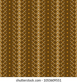 Seamless abstract geometric pattern in brown and orange colors. Simple elegant vector ornament in rustic style