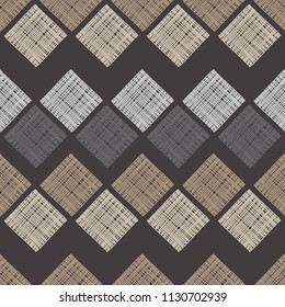 Seamless abstract geometric pattern. Brown floor with wooden texture. Texture patchwork. Textile rapport.