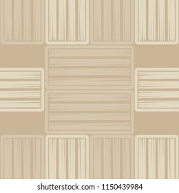 Seamless abstract geometric pattern. Brown floor with wooden texture. Brushwork. Hand hatching. Textile rapport.