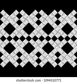 Seamless abstract geometric pattern. Brushwork. Weave. Hand hatching. Scribble texture. Textile rapport.