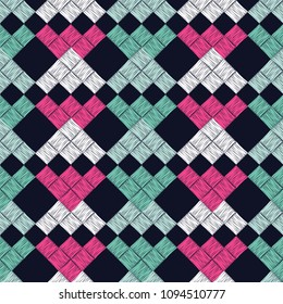 Seamless abstract geometric pattern. Brushwork. Weave. Hand hatching. Scribble texture. Textile rapport.