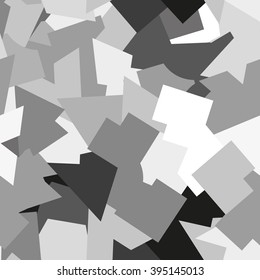 Patrón geométrico abstracto sin inconvenientes. Estilo de camuflaje geométrico. Elementos grises, blancos y negros. Para textil, papel impreso, fondo de sitio web y diseño de tela. EPS10.