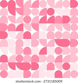 Modelo geométrico abstracto inconsútil con los círculos y las Formas redondeadas en tonos rosados. Fondo minimalista moderno con paleta pastel suave para el Fondo de pantalla, textil, embalaje, Web y diseño de marca.
