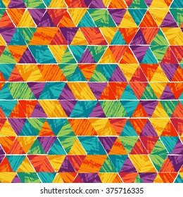 Seamless abstract geometric pattern. Color triangles