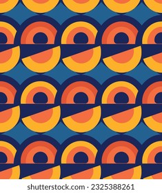 Seamless abstract geometric pattern with colorful simple shapes and figures. Minimalistic summer
background. Decorative fruit poster in vintage design flat style.
