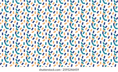 Seamless Abstract Geometric Pattern With Colorful Rectangular Motifs on White Background