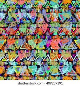 Seamless abstract geometric pattern, colorful pattern, hand drawn background, vector. For the design and decoration background, wallpaper, packaging, fabrics, textiles.